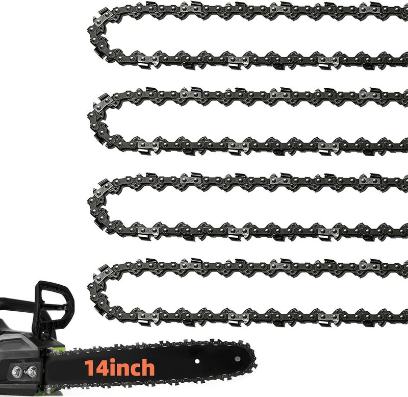 Fifchall 4 Pack 14 Inch Chainsaw Chain 52 Drive Links, .050" Gauge, 3/8" LP pitch, 14-Inch Replacement Chainsaw Chains Low-Kickback Fits Craftsman, Echo, Poulan, Ryobi, Worx 14 inch Chainsaw Chains - Image 1